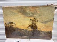 Front view of landscape painting, entire canvas visible
