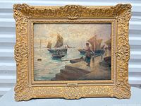 Framed oil painting showing entire artwork and frame