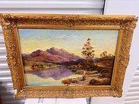 Front view of framed oil painting