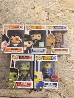 Group shot of all five boxed Funko Pop! figures