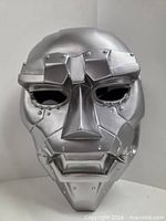 Front view of Doctor Doom mask showing sculpted features and finish