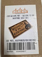 Product label on outer box showing brand, SKU and design preview