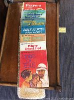 Photo of 8 different out of print Little Golden Books lined up showing covers with biblical themes and titles.