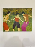 Front view of painting showing figurative scene and colours