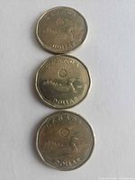 Three coins reverse side showing loon design