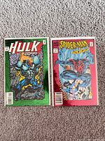 Front covers of Spider-Man 2099 #1 and Hulk 2099 #1 in bags
