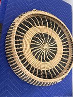Top view of woven basket showing spiral pattern