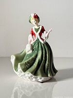 Front view of Royal Doulton Christmas Day figurine showing attire and condition