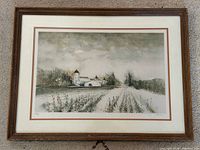 Full view of framed signed lithograph