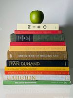 Stack of 10 visible cloth-bound art books showing spine titles