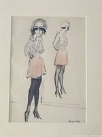 Front view of Kees Van Dongen pochoir print under mat