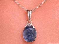 Pendant on chain shown on model to illustrate size and appearance