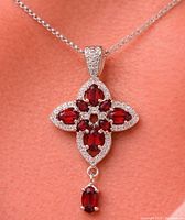 Pendant on model showing size and chain