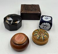 group shot of all five handcrafted boxes