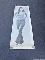 Full view of entire poster laid flat on asphalt