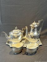 Five-piece tea and coffee service on tray