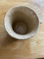 interior view of speckled ceramic mug