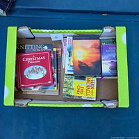 Top view of box containing all books