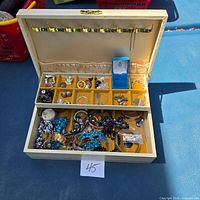 Open jewelry box showing overall contents
