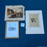 Overview of all three prints showing framing and condition