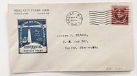 Front of envelope showing cachet, stamp and postmark