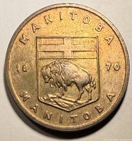 Obverse showing Manitoba shield with bison and 1870 date
