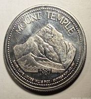 Reverse showing Mount Temple design and inscriptions