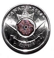 Reverse with red poppy and maple leaf, denomination and date visible