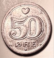 Reverse with 50 ØRE and heart mint mark
