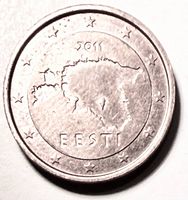 Obverse with Eesti map, date 2011, 12 stars