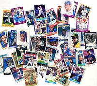 All 58 cards spread out, showing variety of players and publishers