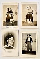 Fronts of all four postcards laid out