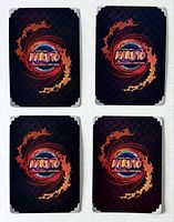 Rear view of four Naruto cards showing Bandai back design