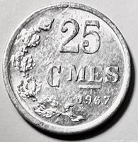 Reverse with 25 CMES 1967 and oak branch