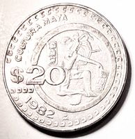 Reverse view showing Maya ballplayer, denomination, year