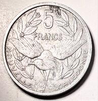 Reverse side showing Kagu bird, denomination and legend