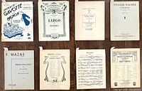 All nine sheet music covers laid out
