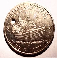Obverse with shrimp trawler and date