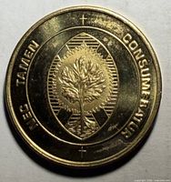 Obverse showing Burning Bush design and Latin motto