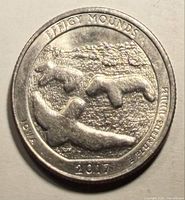 Reverse showing bear and bird effigy mound design and 2017 date