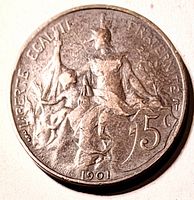Coin reverse showing seated Marianne, denomination and date 1901