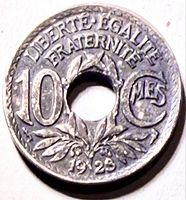 Obverse with denomination 10 Cmes, motto, date 1923