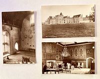 Fronts of all three postcards showing exterior and two interior views