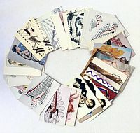 Fronts of Olivia 3 trading cards arranged in circle