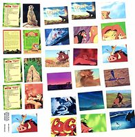 All 27 Lion King trading cards laid out, showing fronts and backs.