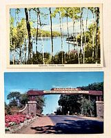 Front views of both postcards showing Callander lake scene and Gananoque Town Gate