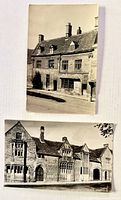 Front views of both postcards showing architectural photographs