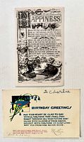 Fronts of both postcards showing imagery and text