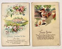 Fronts of both postcards showing illustrations and verses