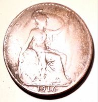 Reverse side showing seated Britannia and date 1916